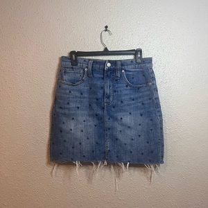 Stretch Denim Straight Mini Skirt: Heart Print Edition size 28